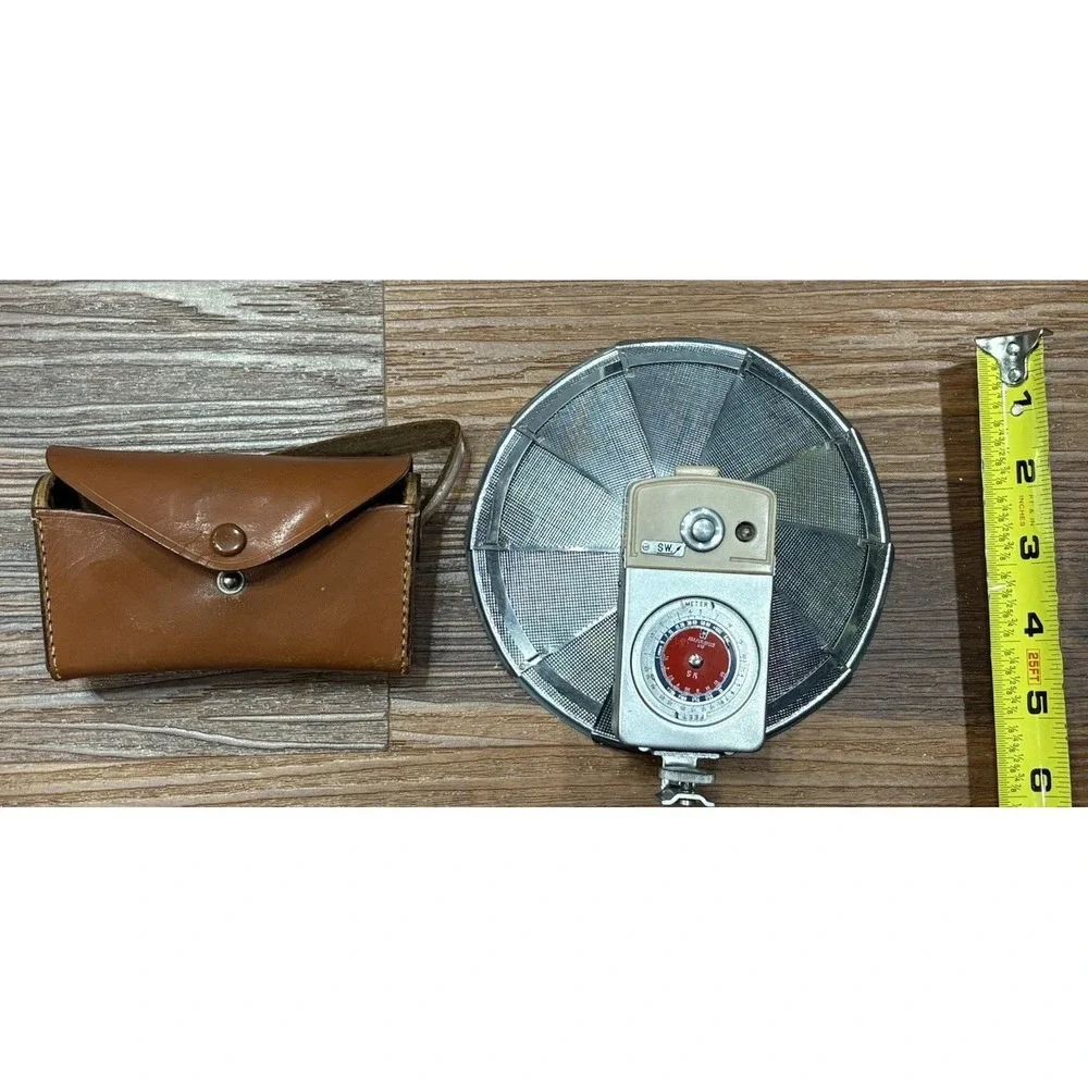 Vintage Hermes Exposure Rangefinder Fan CombiMeter IIa LOOK Japan + Leather Case